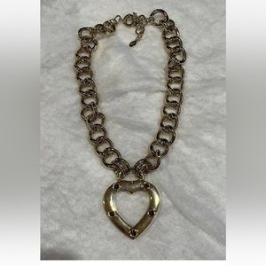 Silpada VINTAGE ! KR thick chain runway heart necklace with brown stones RARE